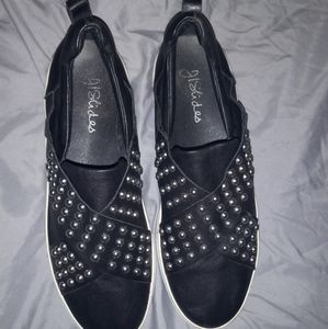J/Slides Arley Studded Black Leather Platform Slip On Sneakers
